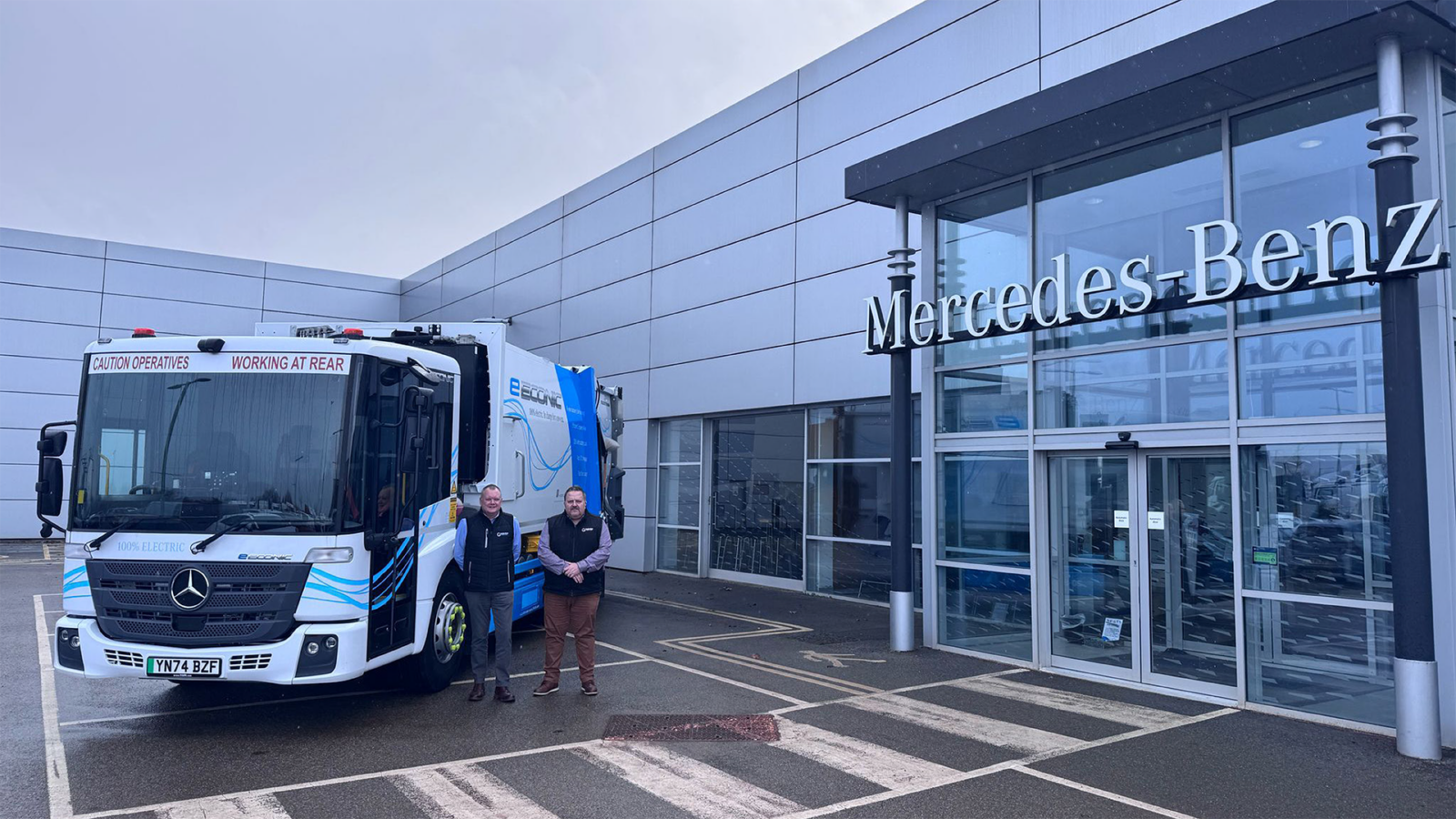 Stewart Gregory and Ian Brown outside the Mercedes-Benz HQ