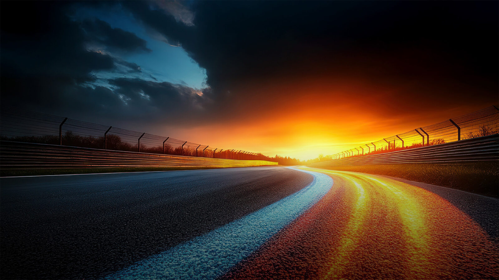Racing circuit at sunset