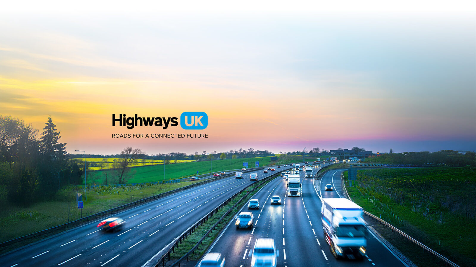 Busy UK highway at dusk