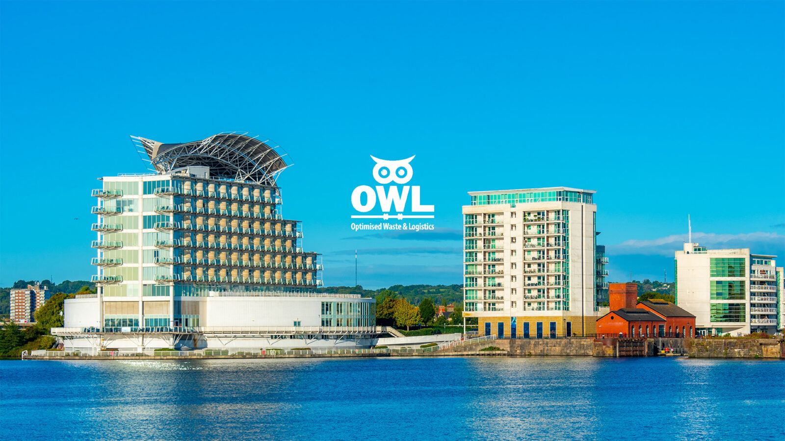 Waterfront of Cardiff bay at Welsh capital Cardiff