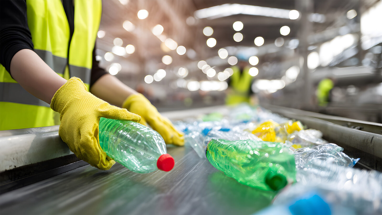 Sorting Plastic Bottles on a Conveyor Belt for Eco-Friendly Articles, CSR Reports, and Environmental Campaigns